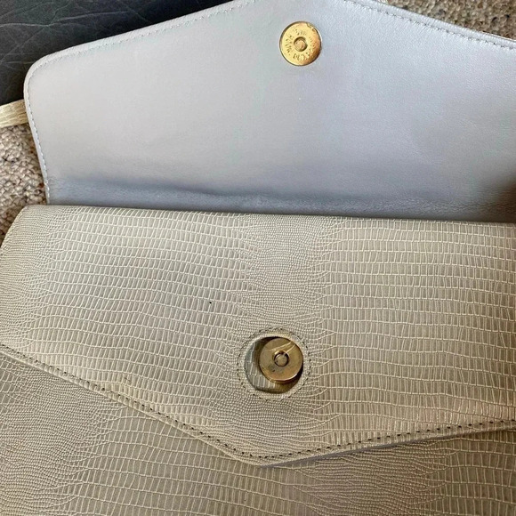 VTG Y2K Genuine Leather Made in Korea Snake Print Crossbody Bag Silver Color - Picture 7 of 12